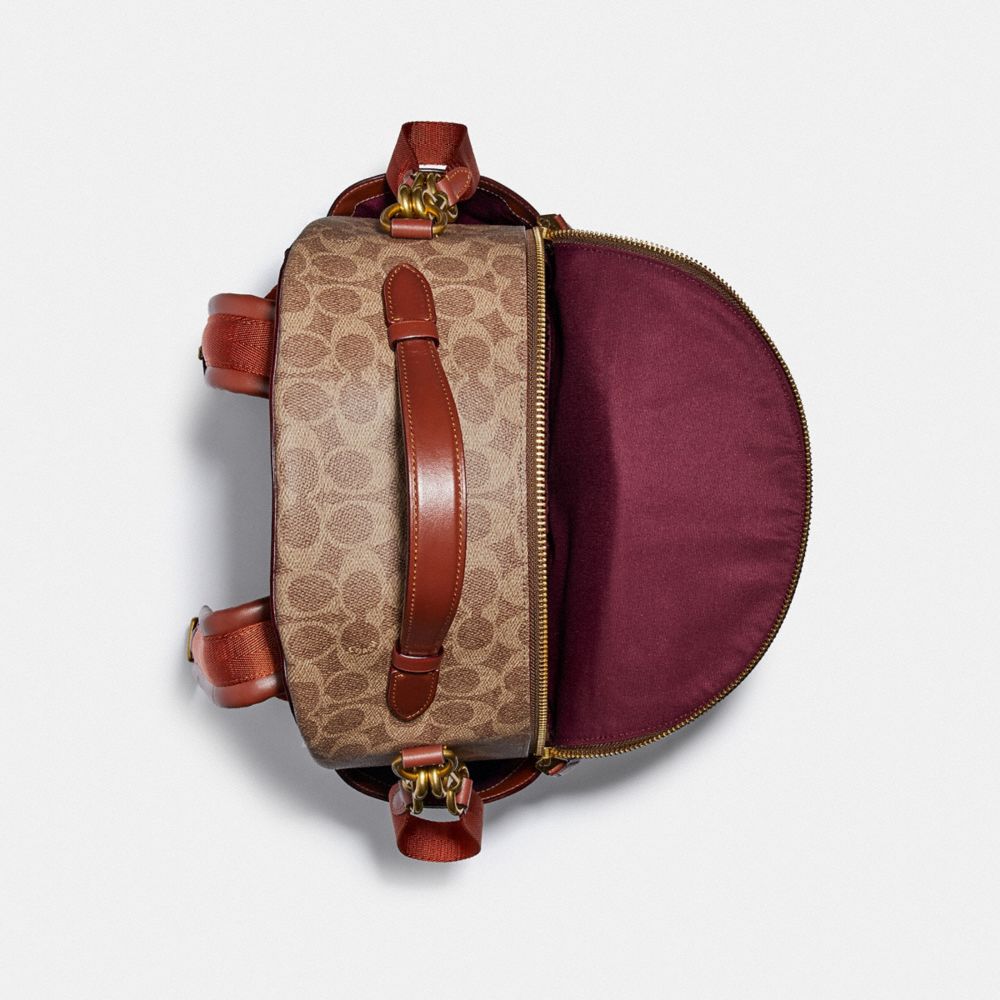 Brass/Tan/Rust Coach Baby Backpack In Signature Canvas | COH865469