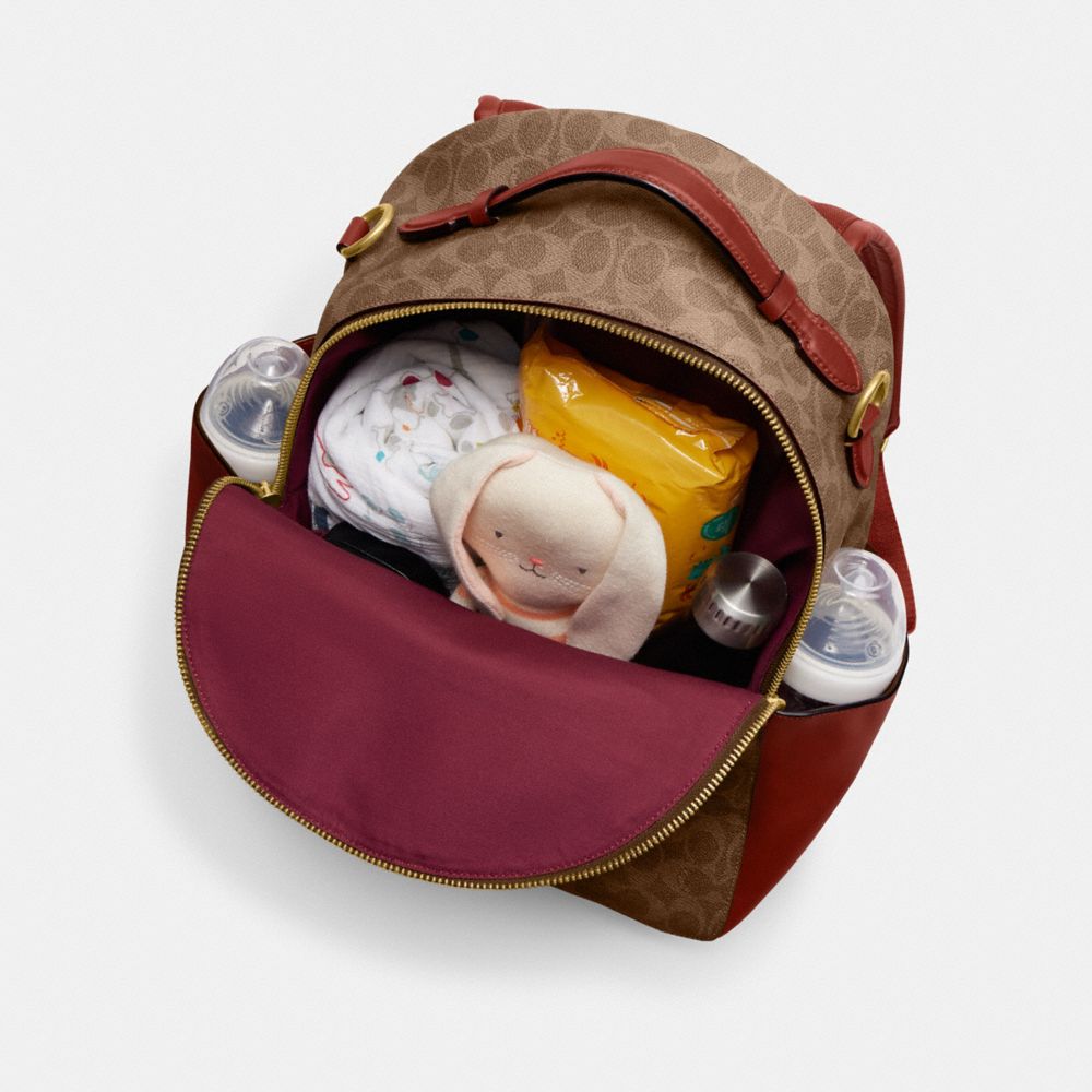 Brass/Tan/Rust Coach Baby Backpack In Signature Canvas | COH865469