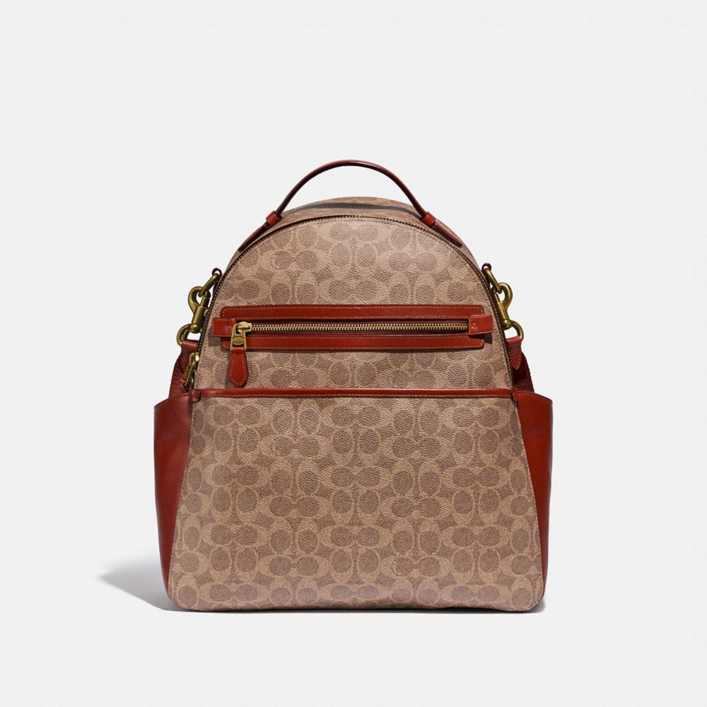 Brass/Tan/Rust Coach Baby Backpack In Signature Canvas | COH865469
