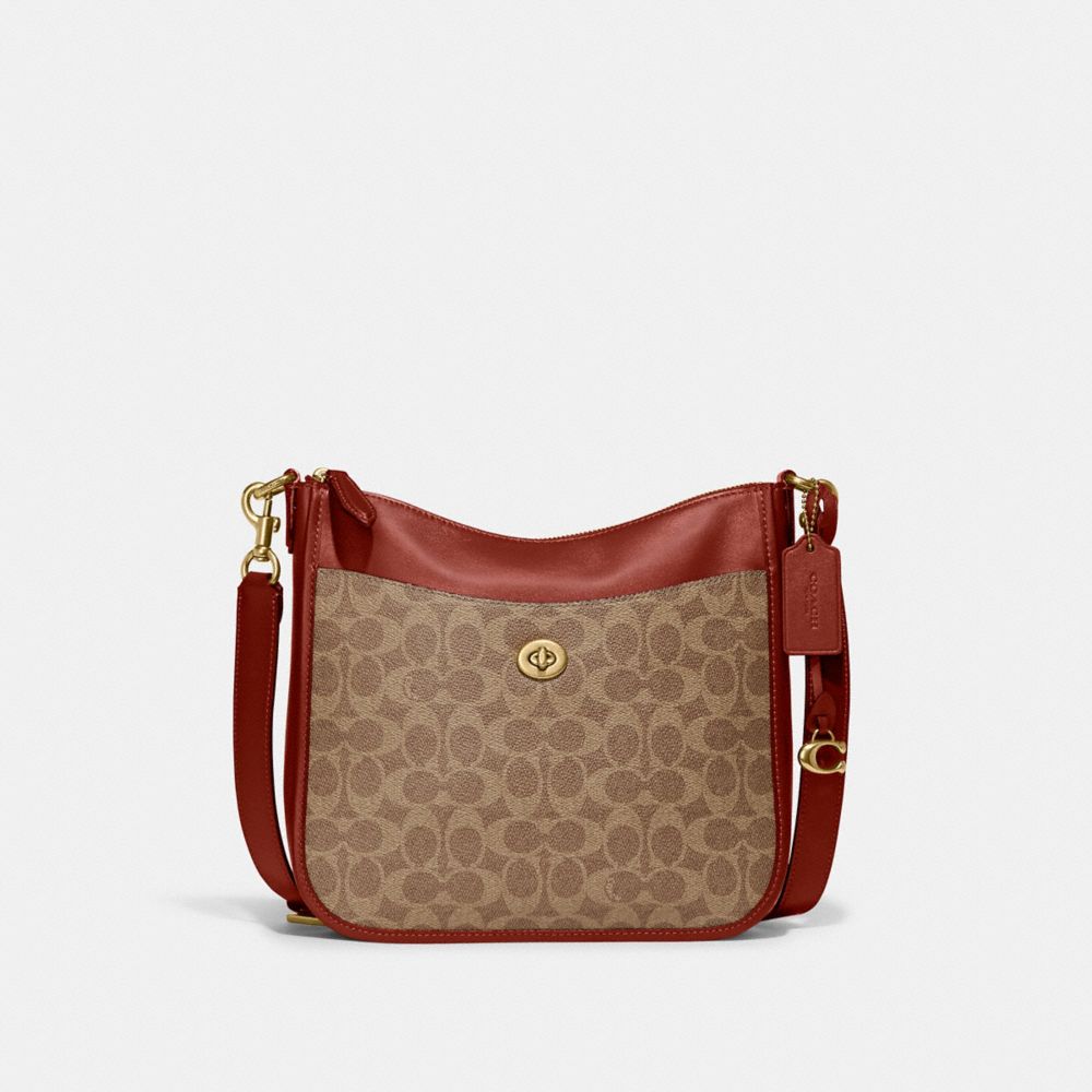 Brass/Tan/Rust Coach Chaise Crossbody Bag In Signature Canvas | COH865330