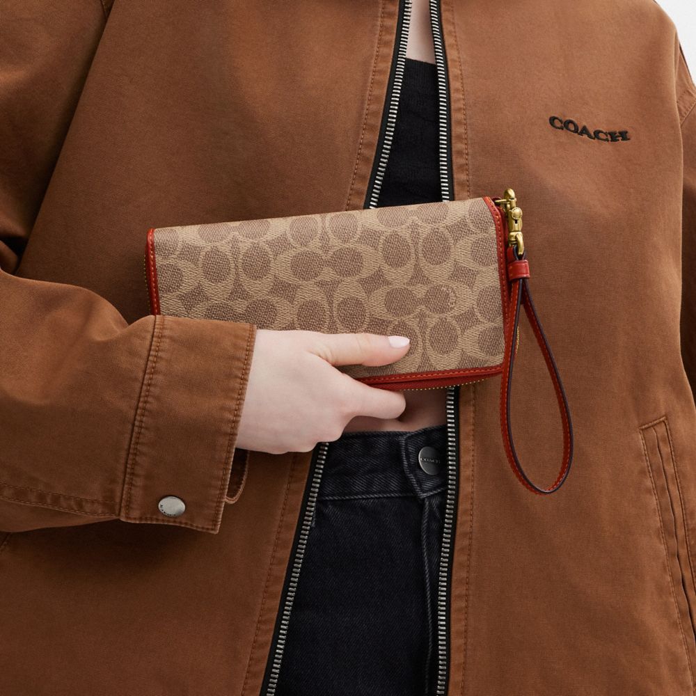 Brass/Tan/Rust Coach Essential Continental Wallet In Signature Canvas | COH865515