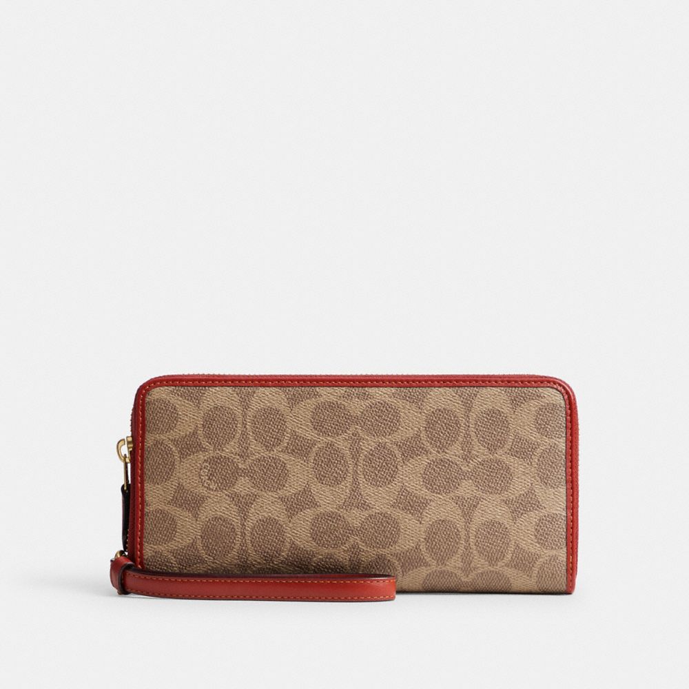 Brass/Tan/Rust Coach Essential Continental Wallet In Signature Canvas | COH865515