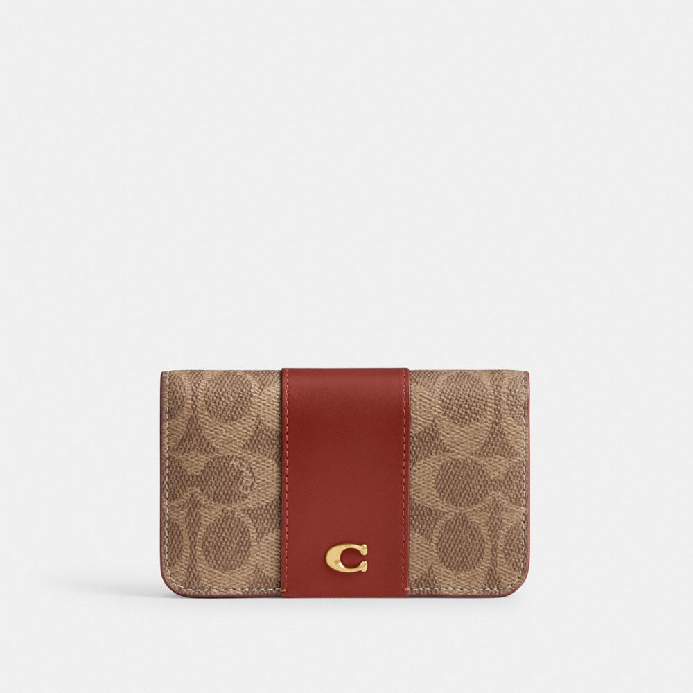 Brass/Tan/Rust Coach Essential Slim Card Case In Signature Canvas | COH865581