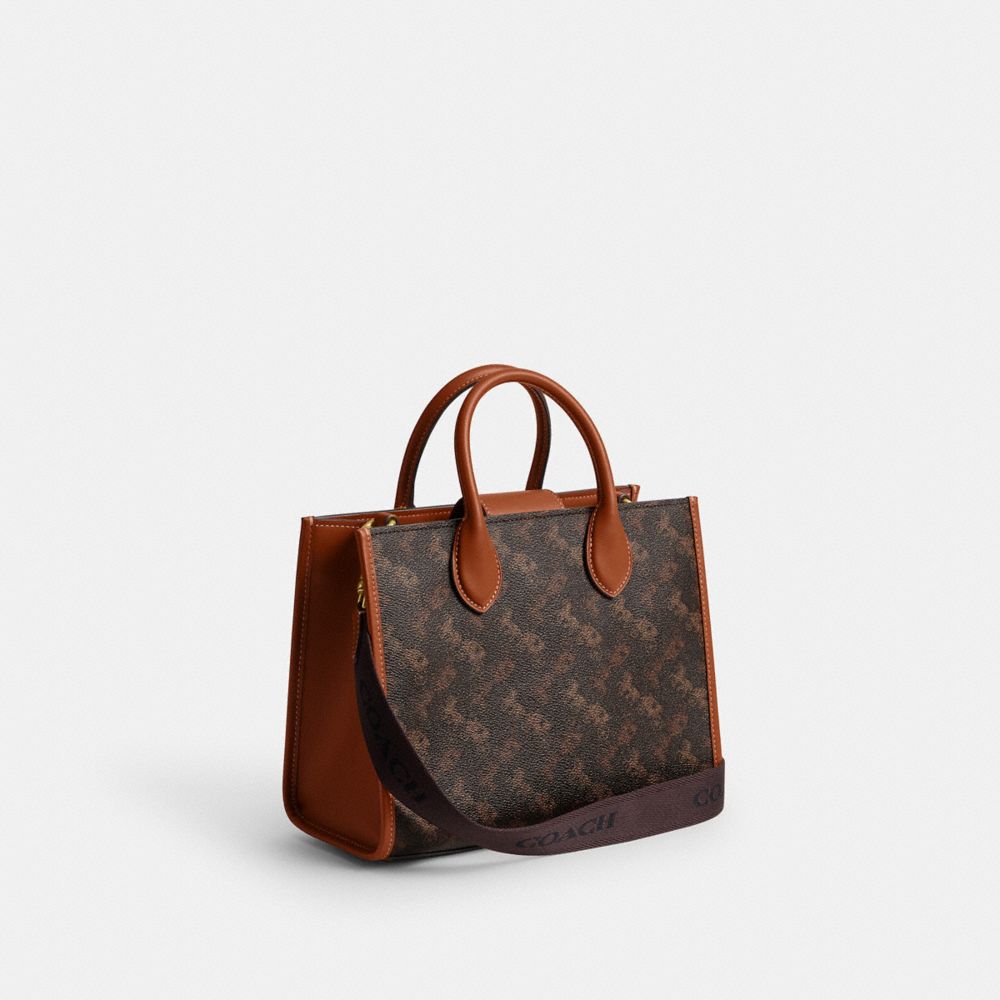 Brass/Truffle Burnished Amber Coach Ace Tote Bag 26 With Horse And Carriage Print | COH865088