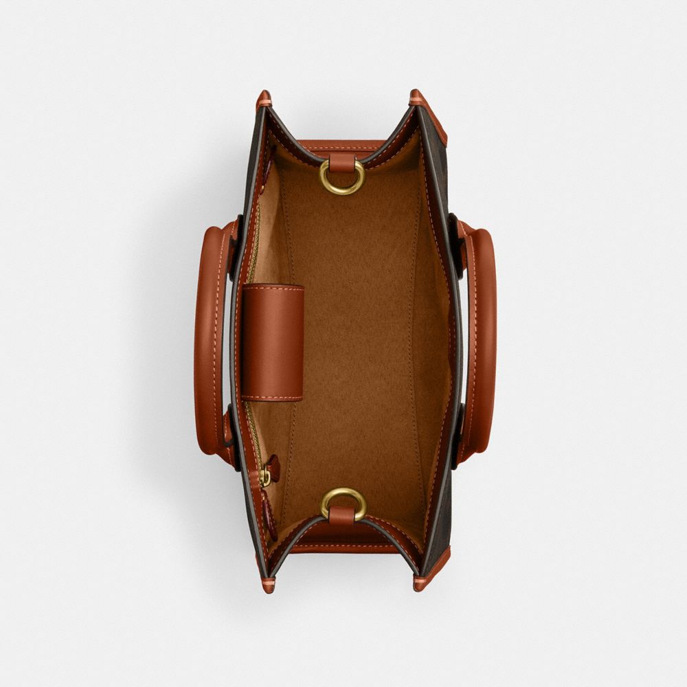 Brass/Truffle Burnished Amber Coach Ace Tote Bag 26 With Horse And Carriage Print | COH865088