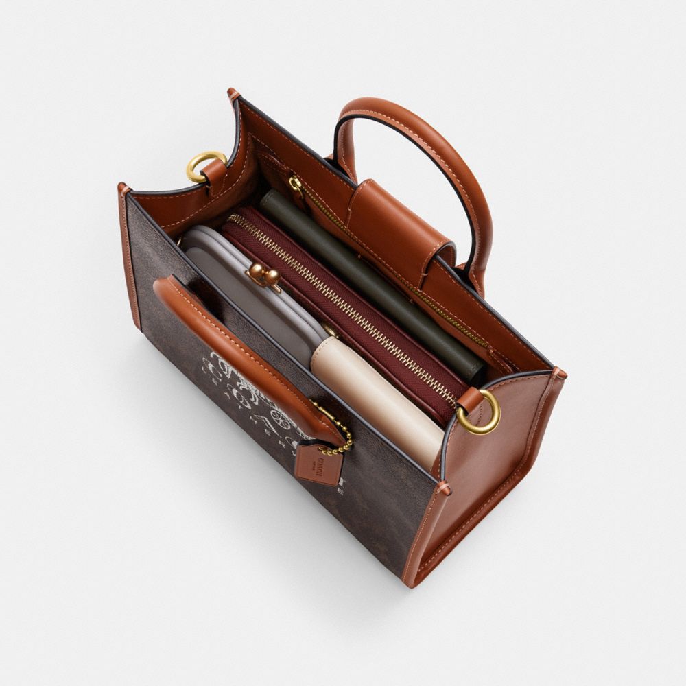Brass/Truffle Burnished Amber Coach Ace Tote Bag 26 With Horse And Carriage Print | COH865088