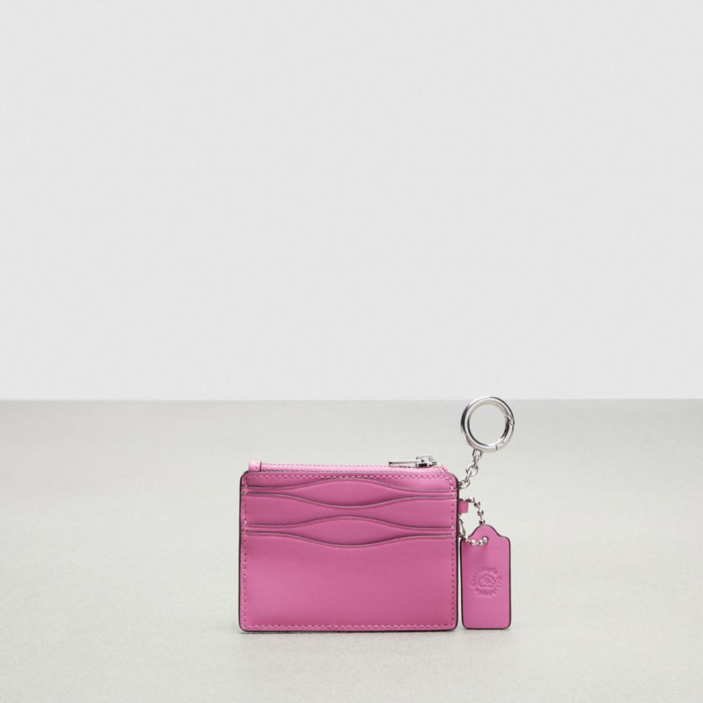 Bright Magenta Coach Wavy Zip Card Case With Key Ring In Smooth Coachtopia Leather | COH865648
