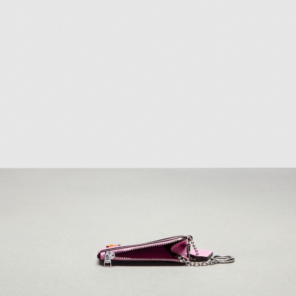Bright Magenta Coach Wavy Zip Card Case With Key Ring In Smooth Coachtopia Leather | COH865648