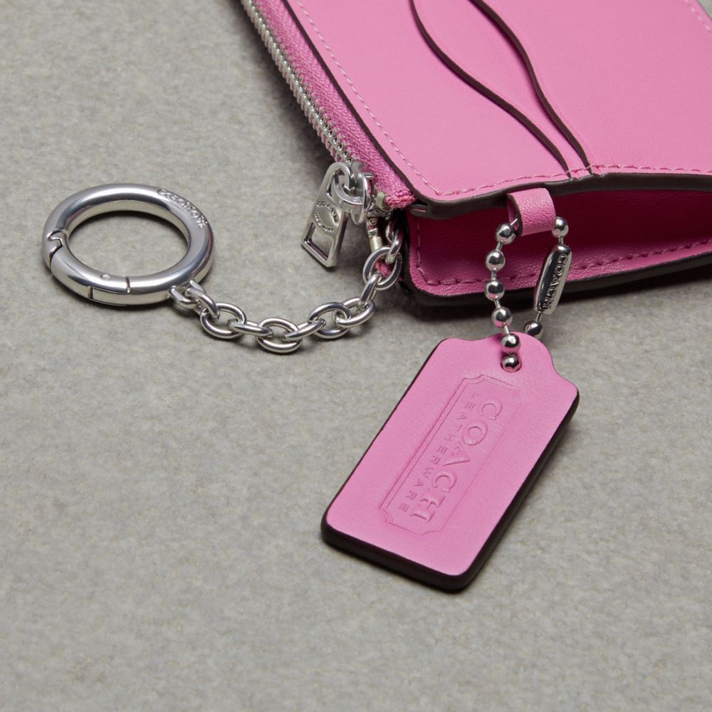 Bright Magenta Coach Wavy Zip Card Case With Key Ring In Smooth Coachtopia Leather | COH865648
