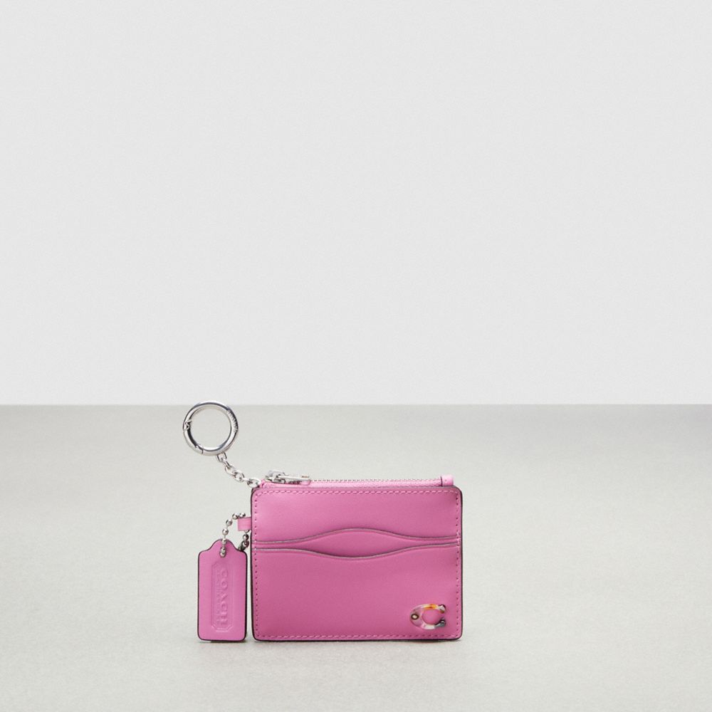 Bright Magenta Coach Wavy Zip Card Case With Key Ring In Smooth Coachtopia Leather | COH865648