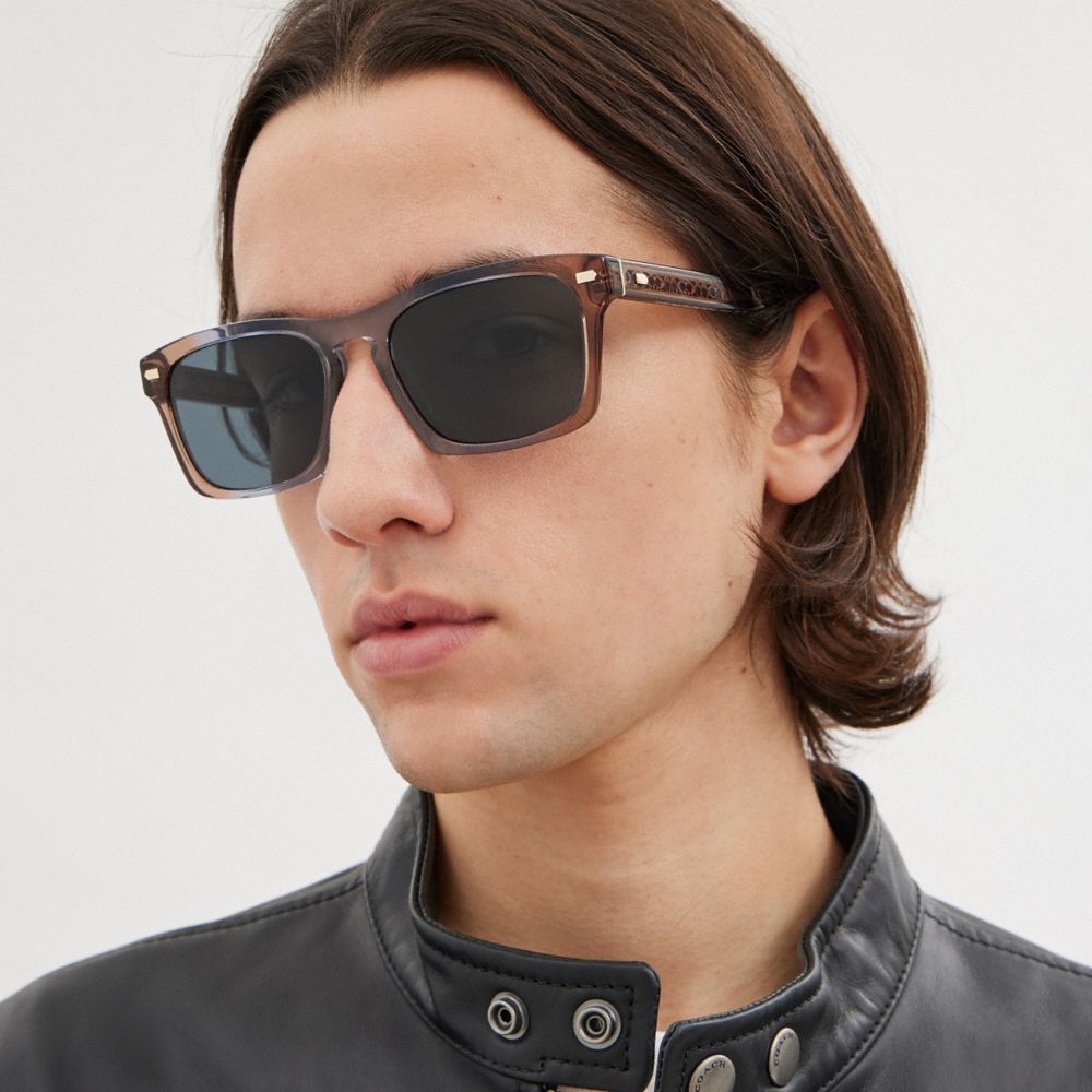 Brown Blue Grey Gradient Coach Keyhole Square Sunglasses | COH867060