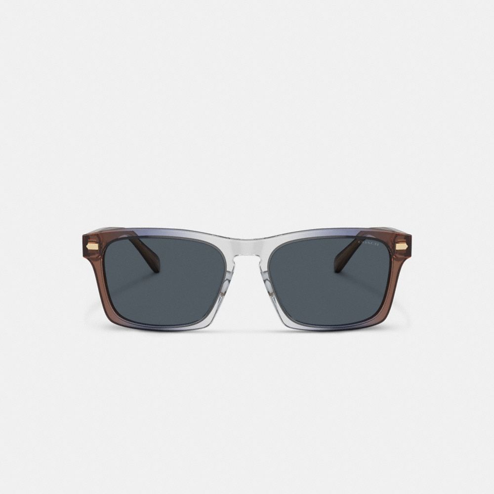 Brown Blue Grey Gradient Coach Keyhole Square Sunglasses | COH867060