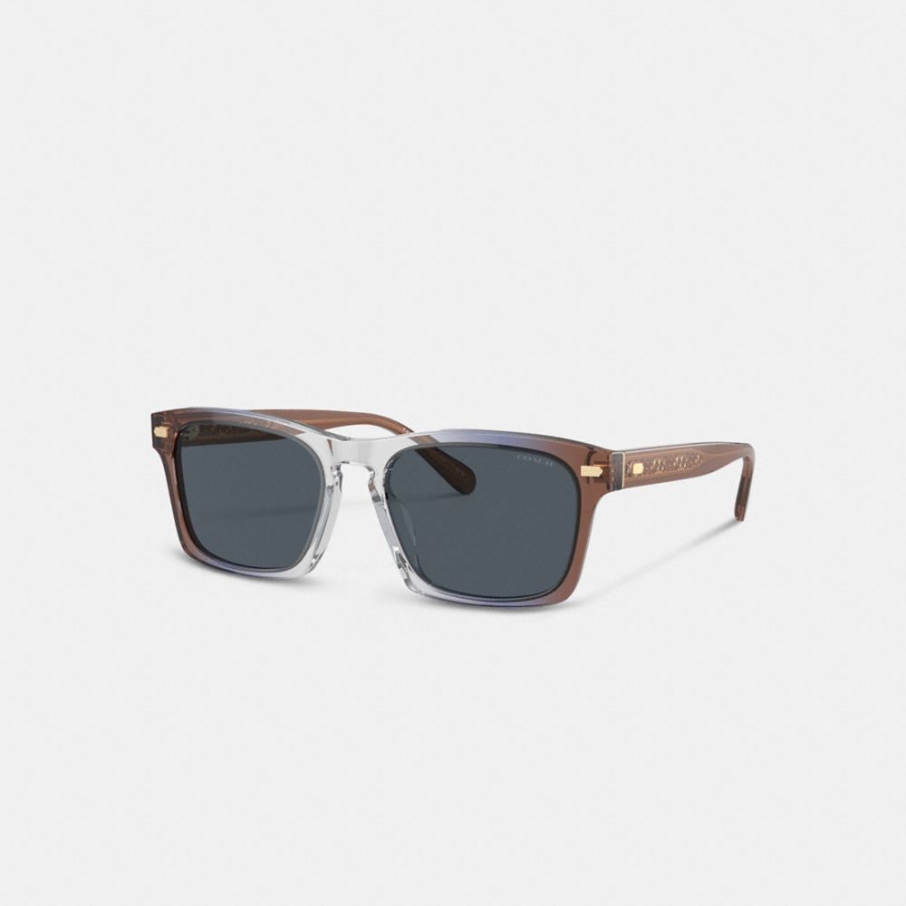 Brown Blue Grey Gradient Coach Keyhole Square Sunglasses | COH867060