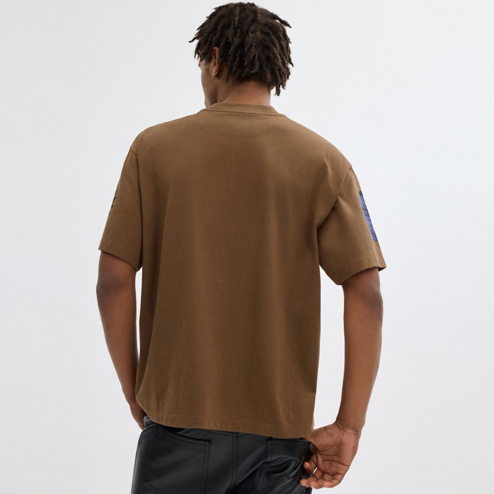 Brown Coach Graphic Relaxed T Shirt In Organic Cotton | COH866930