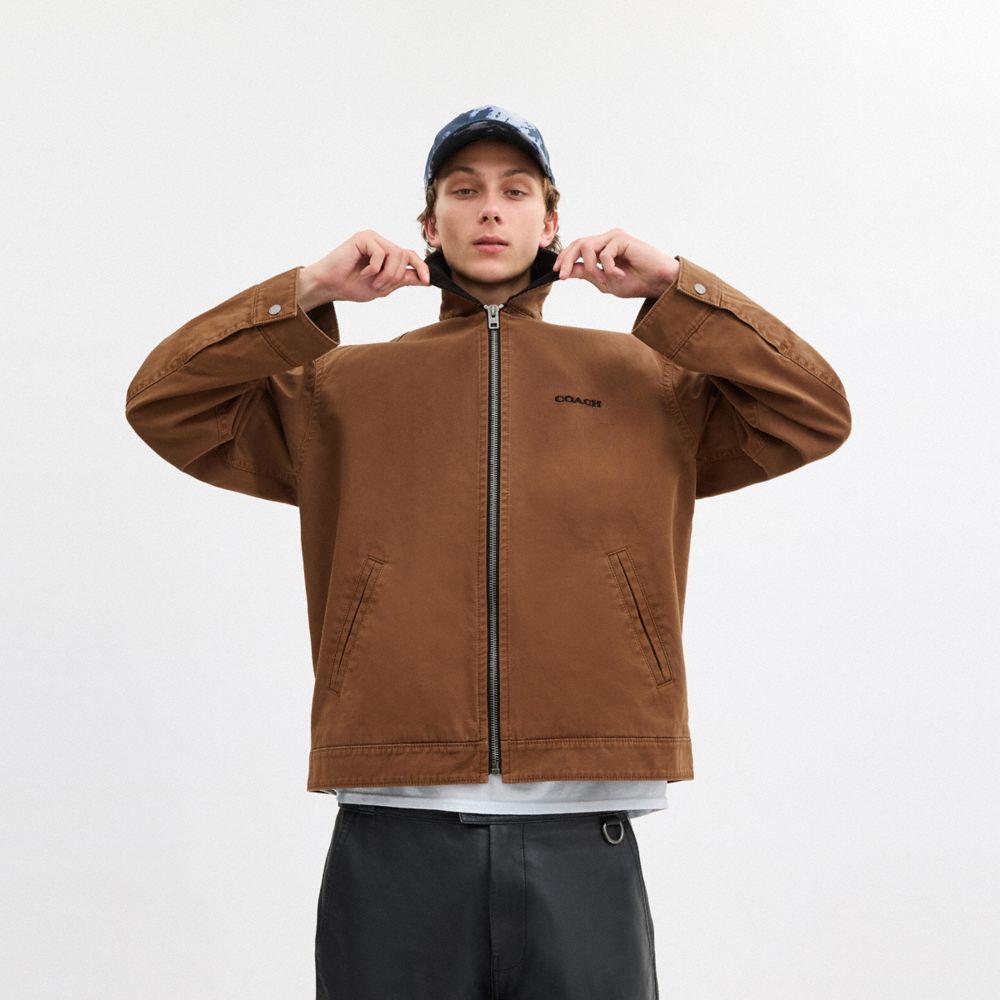 Brown Coach Solid Lightweight Jacket In Regenerative Cotton | COH866878