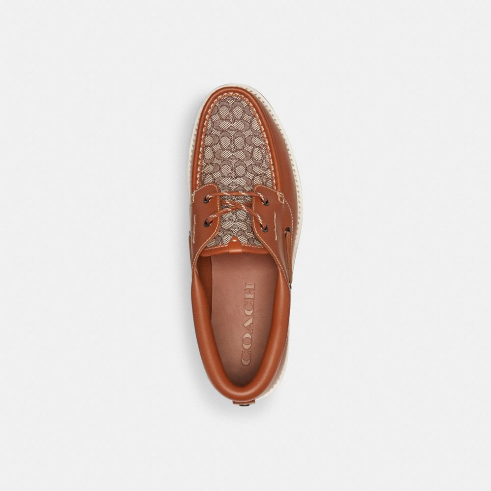 Burnished Amber Coach Benson Boat Shoe In Signature Jacquard | COH866830