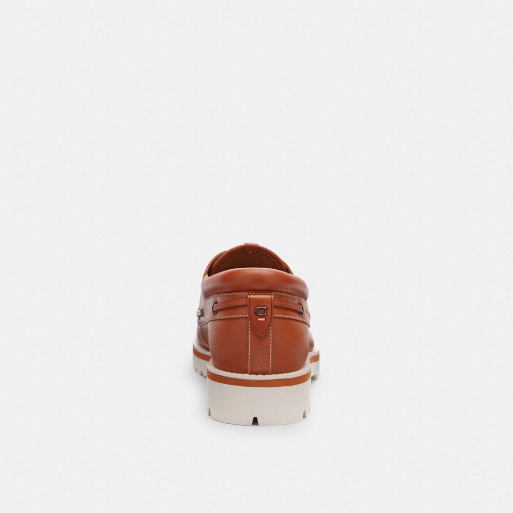 Burnished Amber Coach Benson Boat Shoe In Signature Jacquard | COH866830