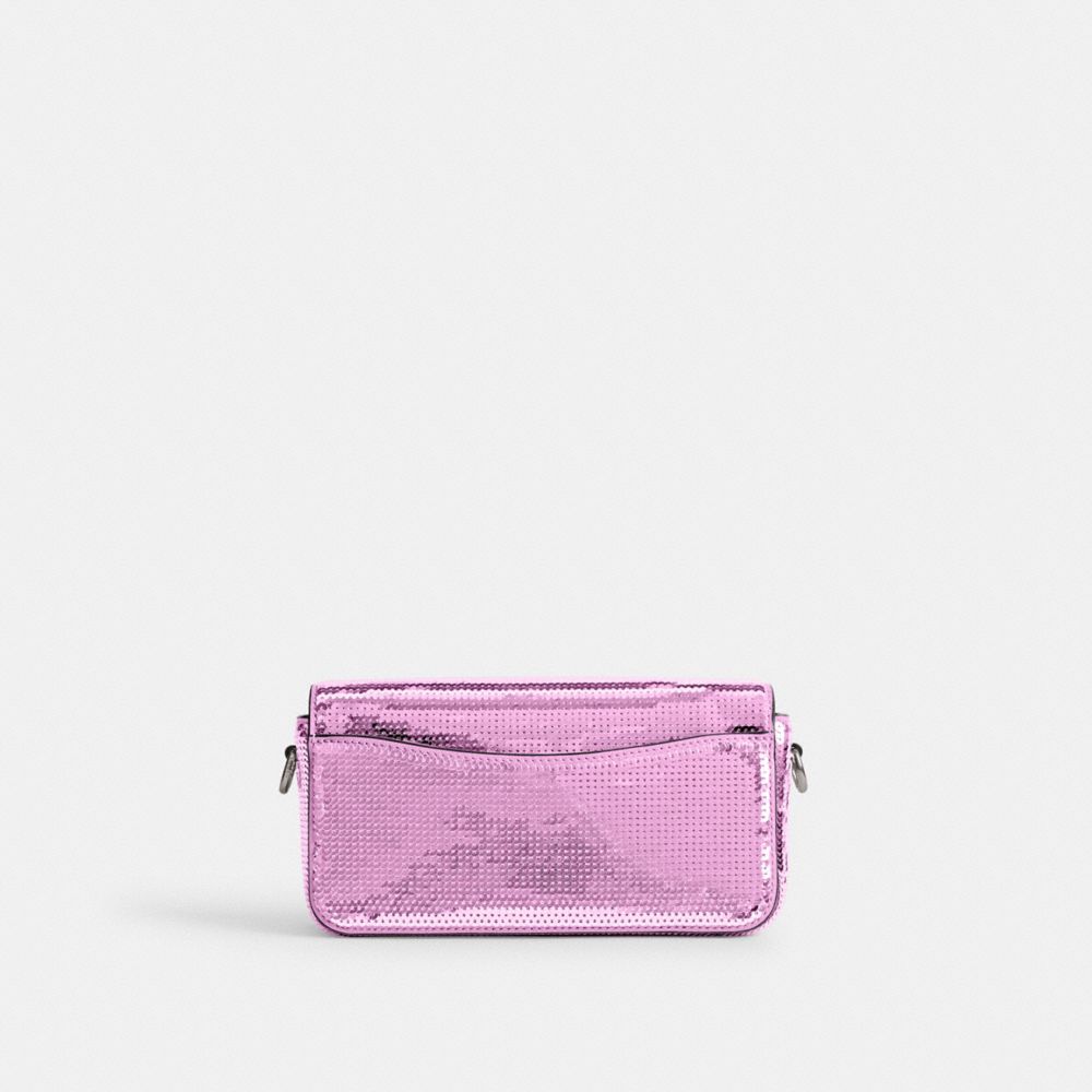 Calf Leather/Silver/Dark Magenta Coach Studio Baguette Bag With Sequins | COH864820