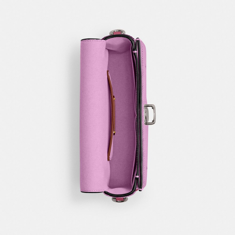 Calf Leather/Silver/Dark Magenta Coach Studio Baguette Bag With Sequins | COH864820