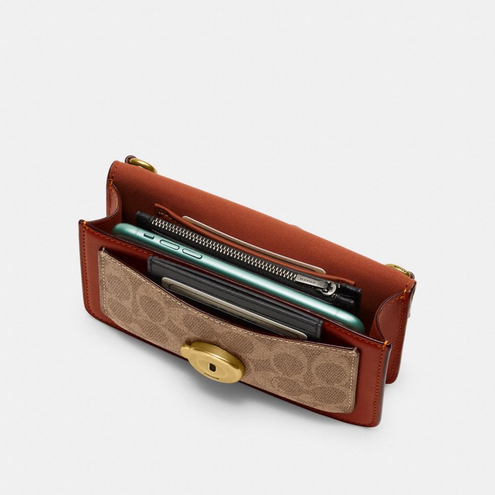 Canvas/Brass/Tan/Rust Coach Tabby Crossbody Wristlet In Signature Canvas | COH865639