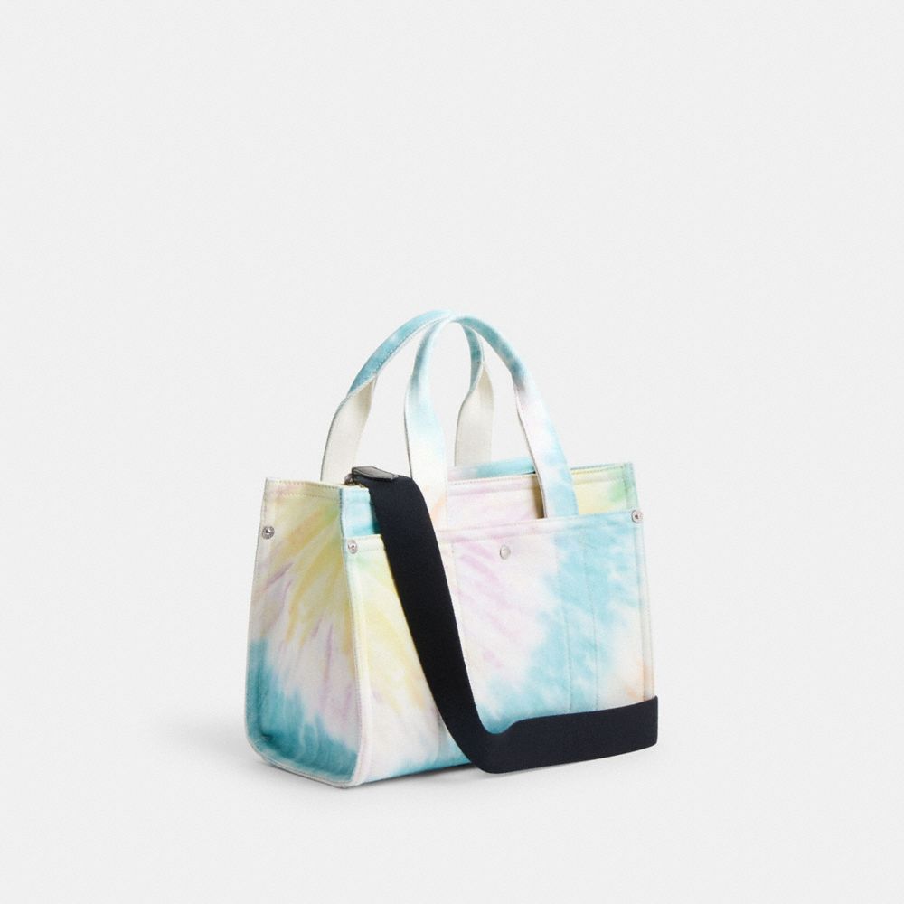 Canvas/Silver/Multi Coach Cargo Tote Bag 26 With Rainbow Tie Dye Print | COH865105