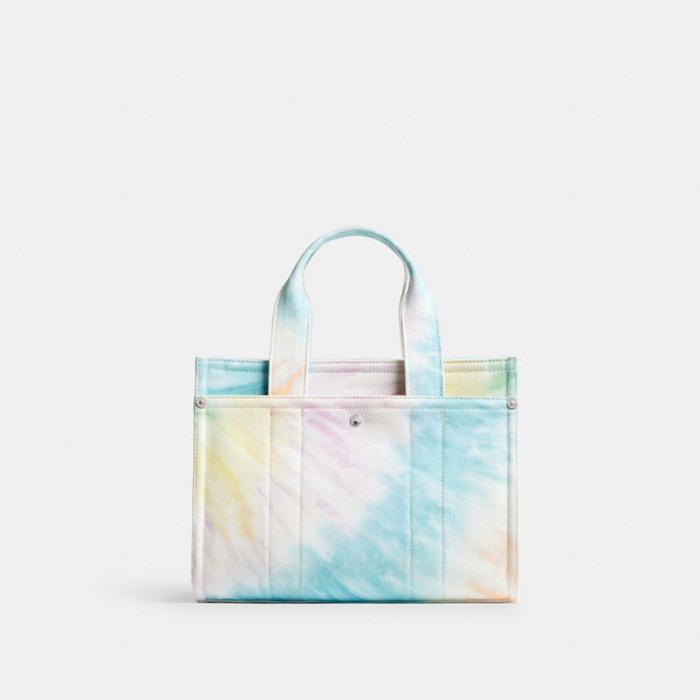 Canvas/Silver/Multi Coach Cargo Tote Bag 26 With Rainbow Tie Dye Print | COH865105