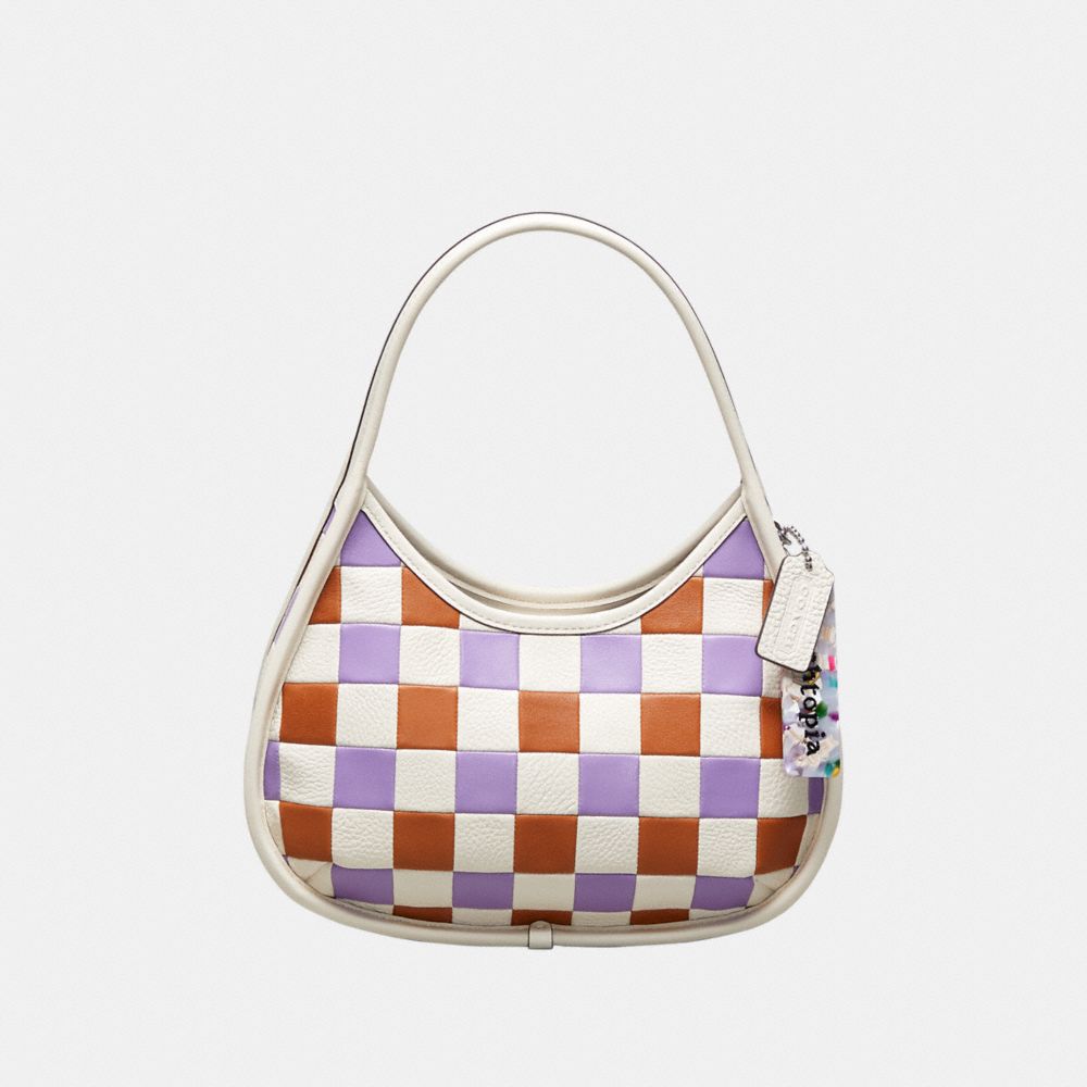 Canyon/Chalk/Iris Coach Ergo Bag In Tri Color Checkerboard Upcrafted Leather | COH864881