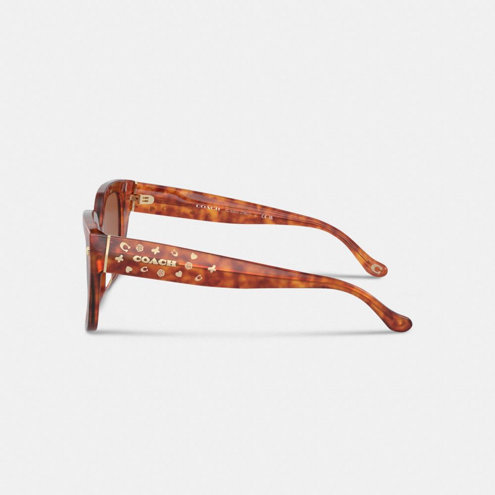 Caramel Tortoise Coach Charms Oversized Square Sunglasses | COH866328