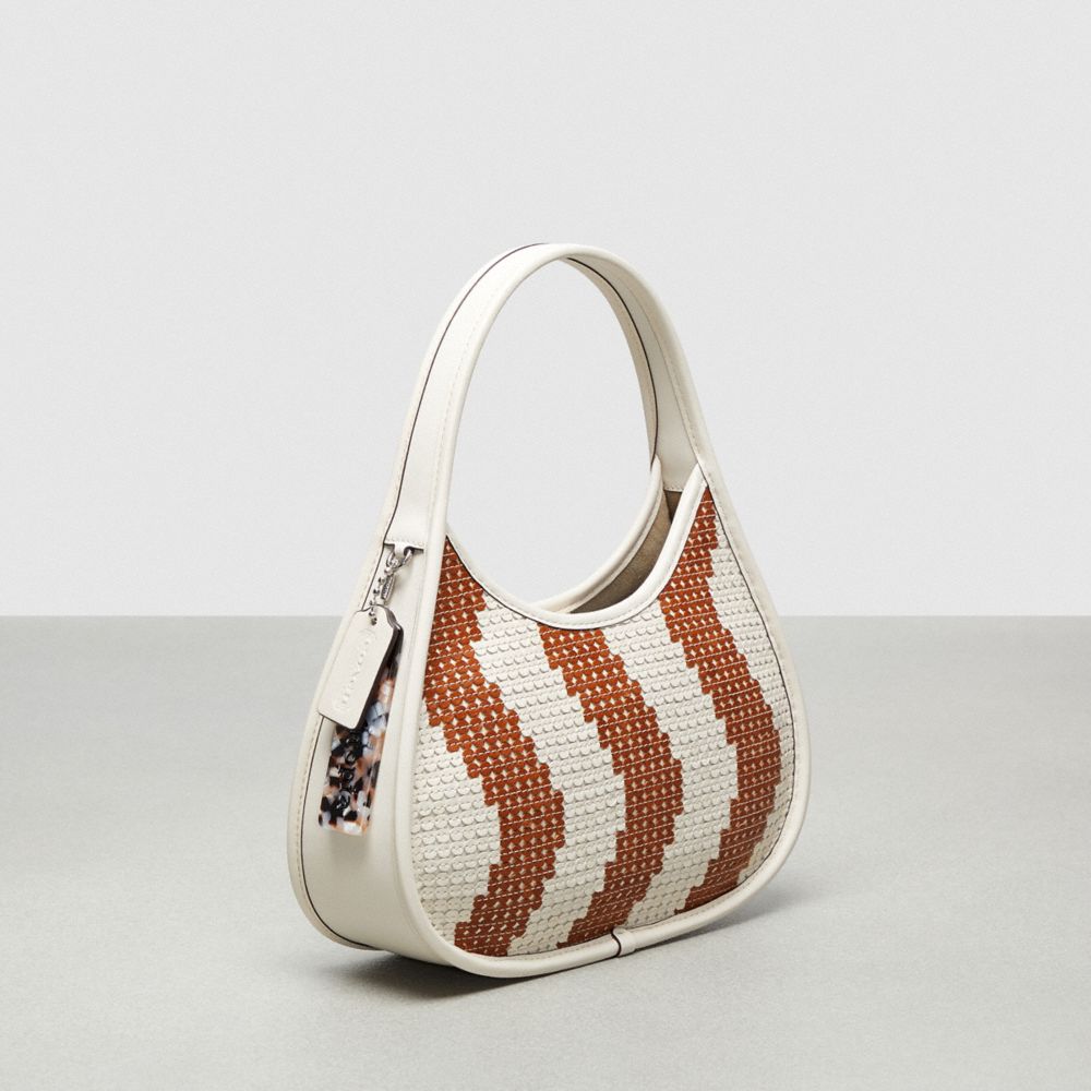 Chalk/Brown Coach Ergo Bag With Wavy Stripe Upcrafted Leather Sequins | COH864868