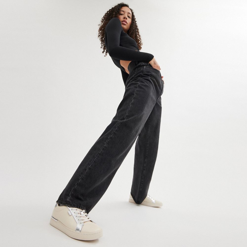 Chalk/Silver Coach Lowline Low Top Sneaker | COH865827