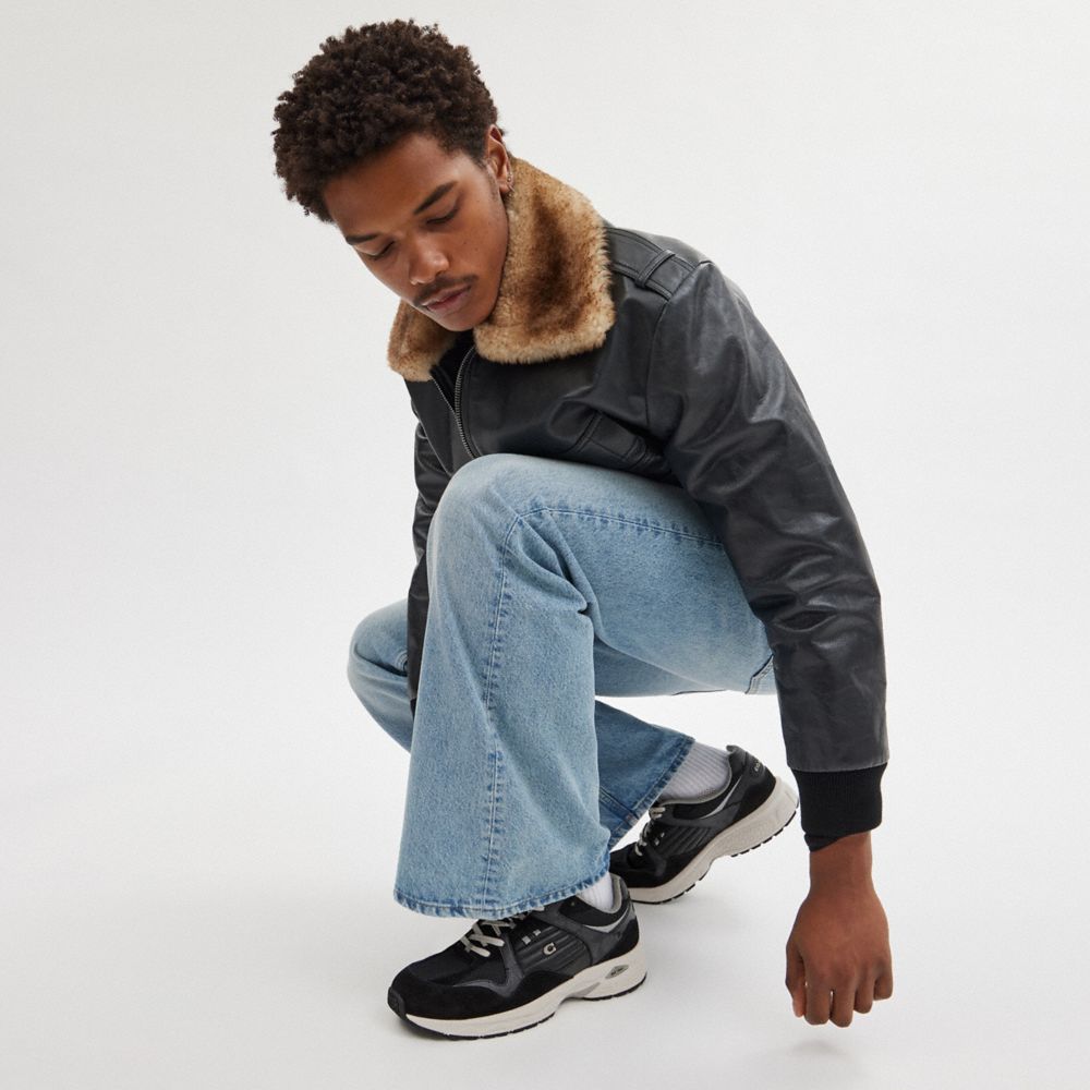 Charcoal/Black Coach C301 Sneaker With Signature Canvas | COH866781