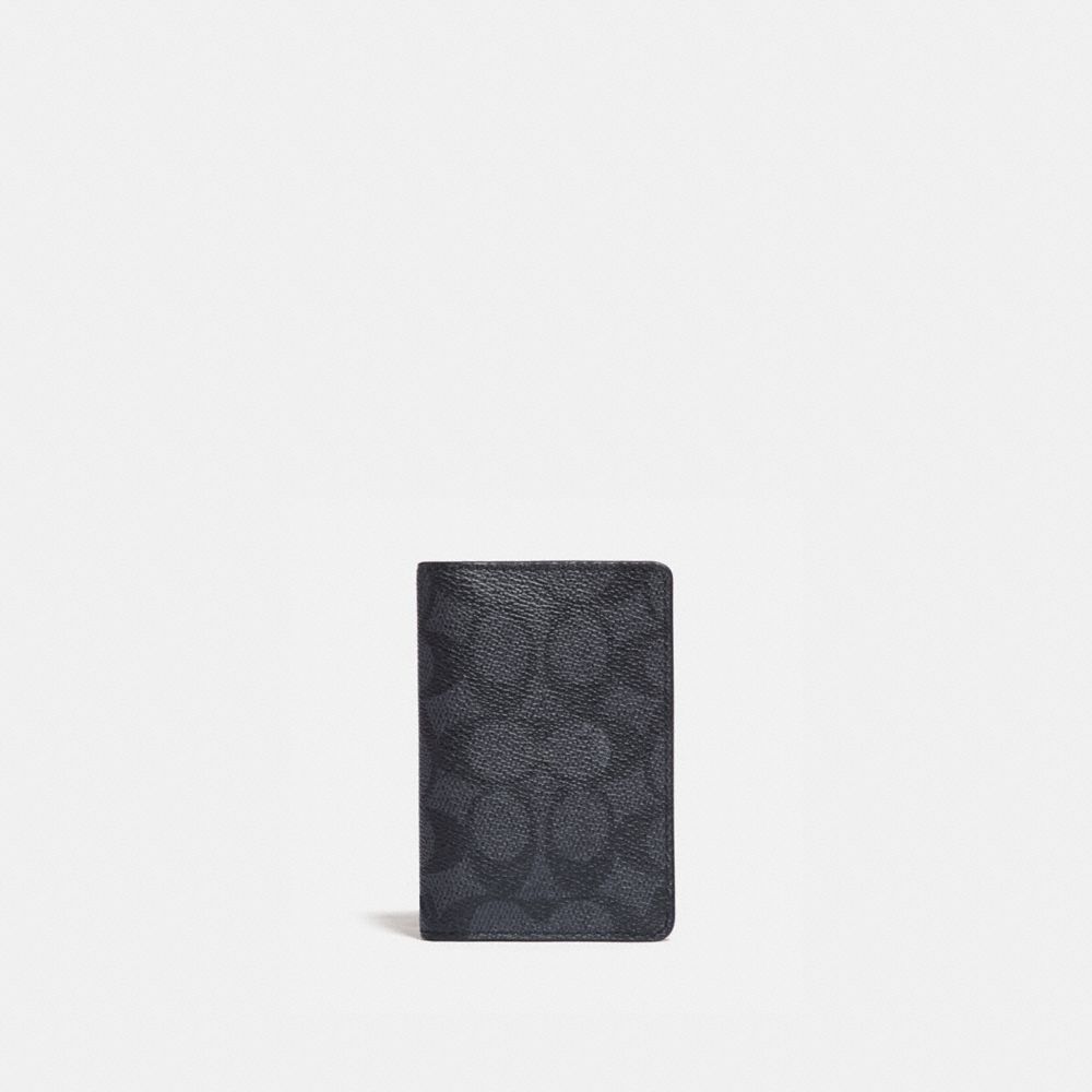 Charcoal/Black Coach Card Wallet In Signature Canvas | COH866705