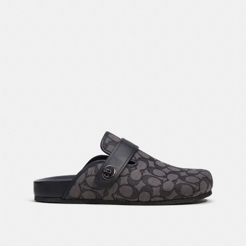 Charcoal/Black Coach Clog In Signature Jacquard | COH866843