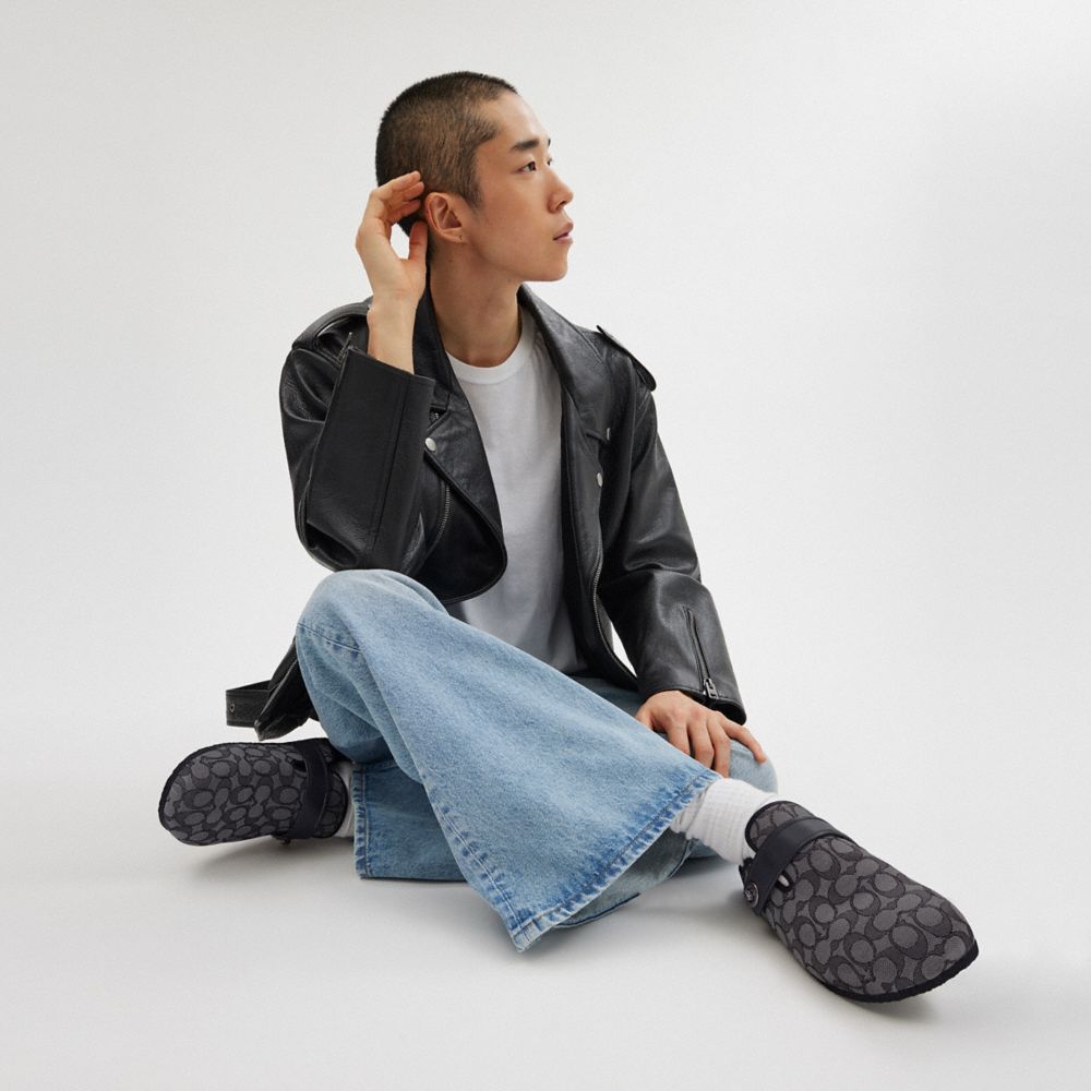 Charcoal/Black Coach Clog In Signature Jacquard | COH866843