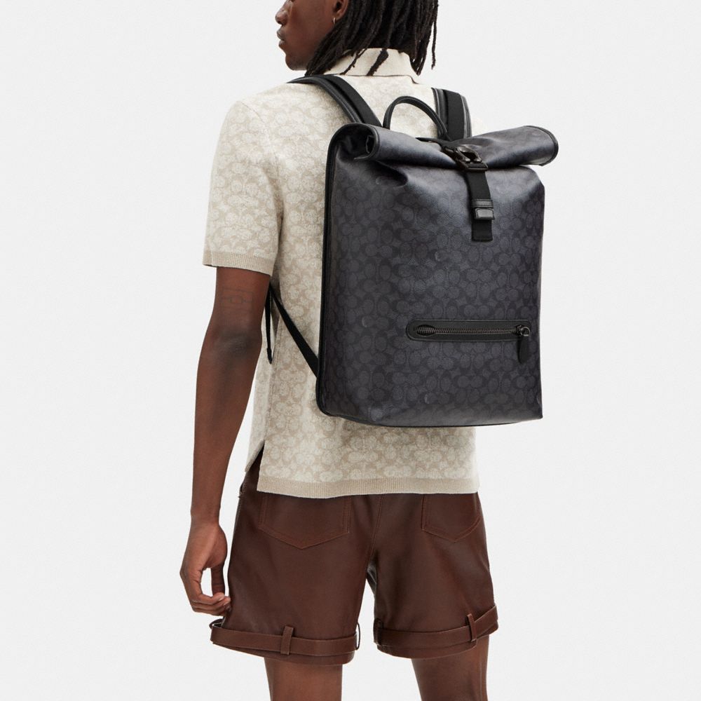 Charcoal Coach Beck Roll Top Backpack In Signature Canvas | COH866504