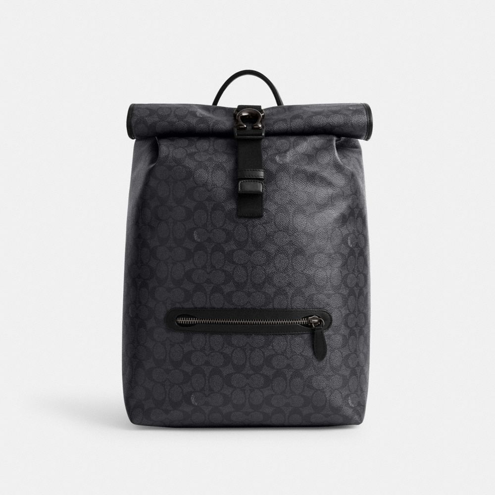 Charcoal Coach Beck Roll Top Backpack In Signature Canvas | COH866504