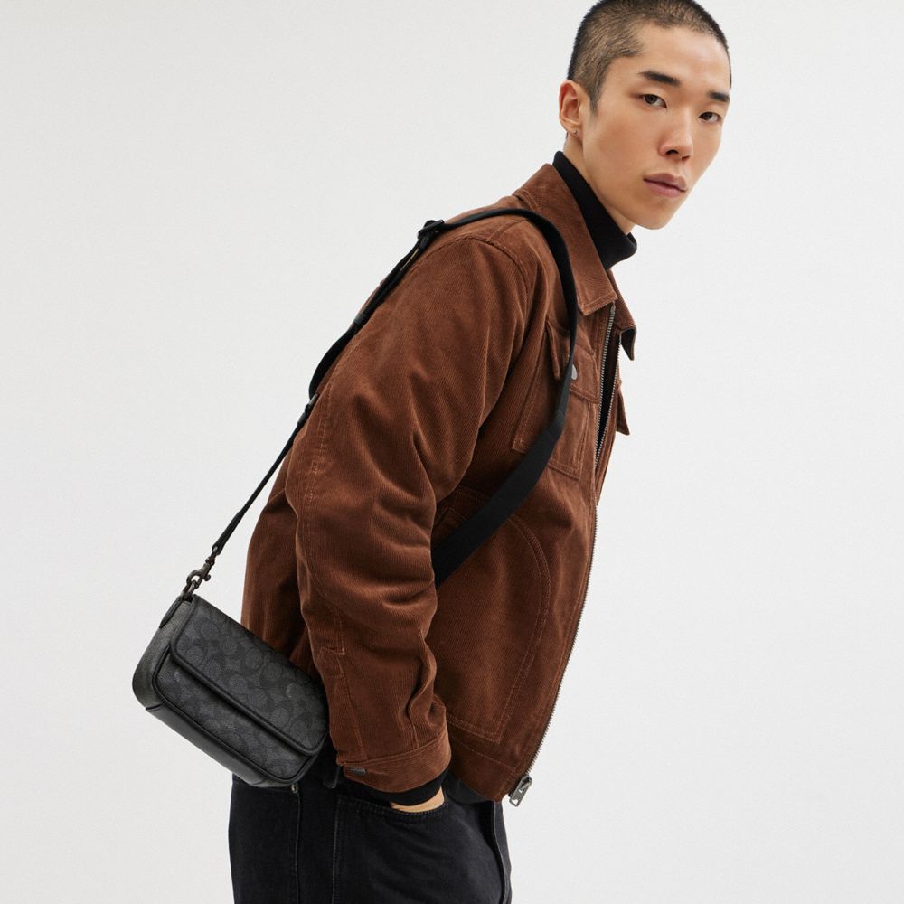 Charcoal Coach Charter Flap Crossbody 18 In Signature Canvas | COH866610