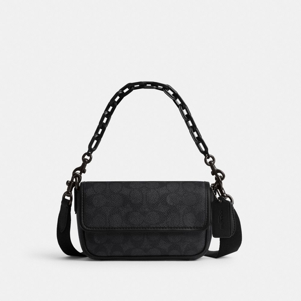 Charcoal Coach Charter Flap Crossbody 18 In Signature Canvas | COH866610