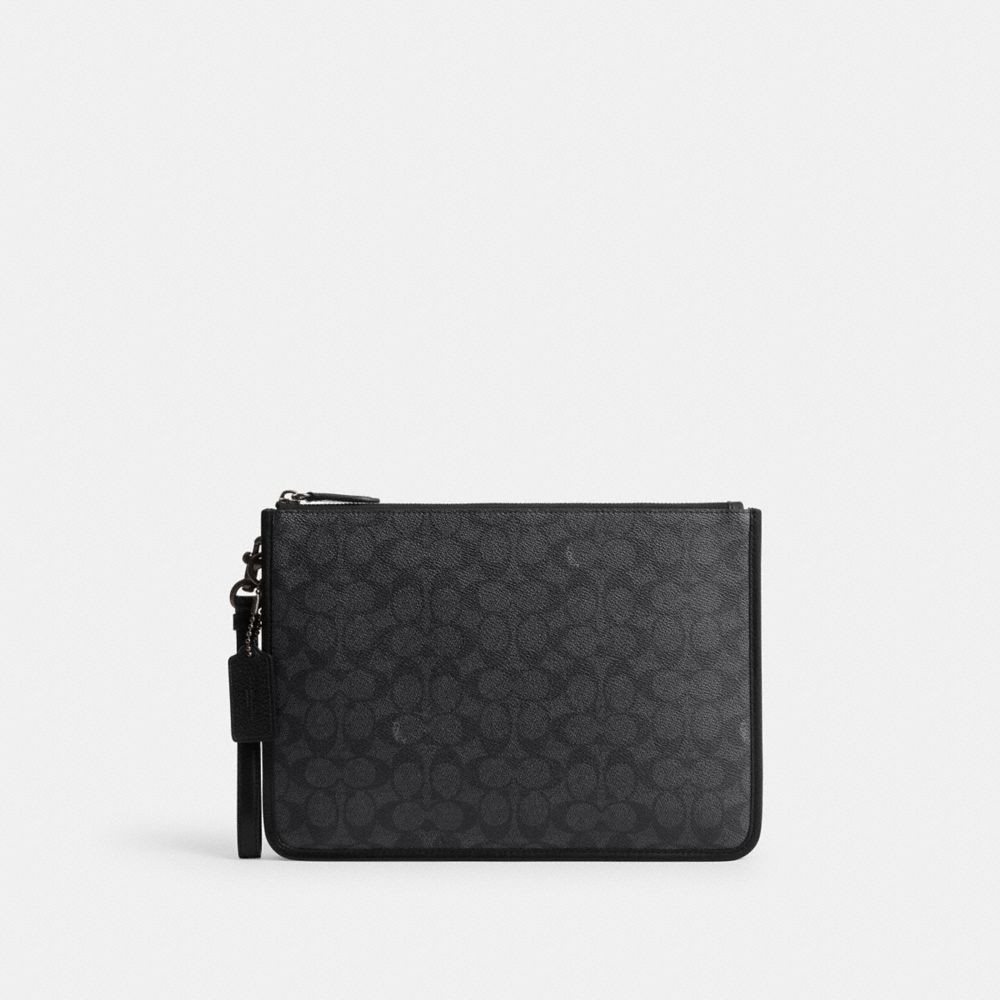 Charcoal Coach Charter Pouch In Signature Canvas | COH866679