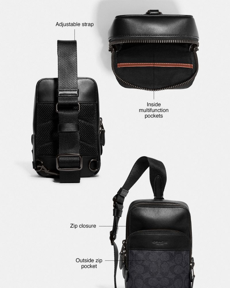 Charcoal Coach Gotham Sling Pack 13 In Signature Canvas | COH866495