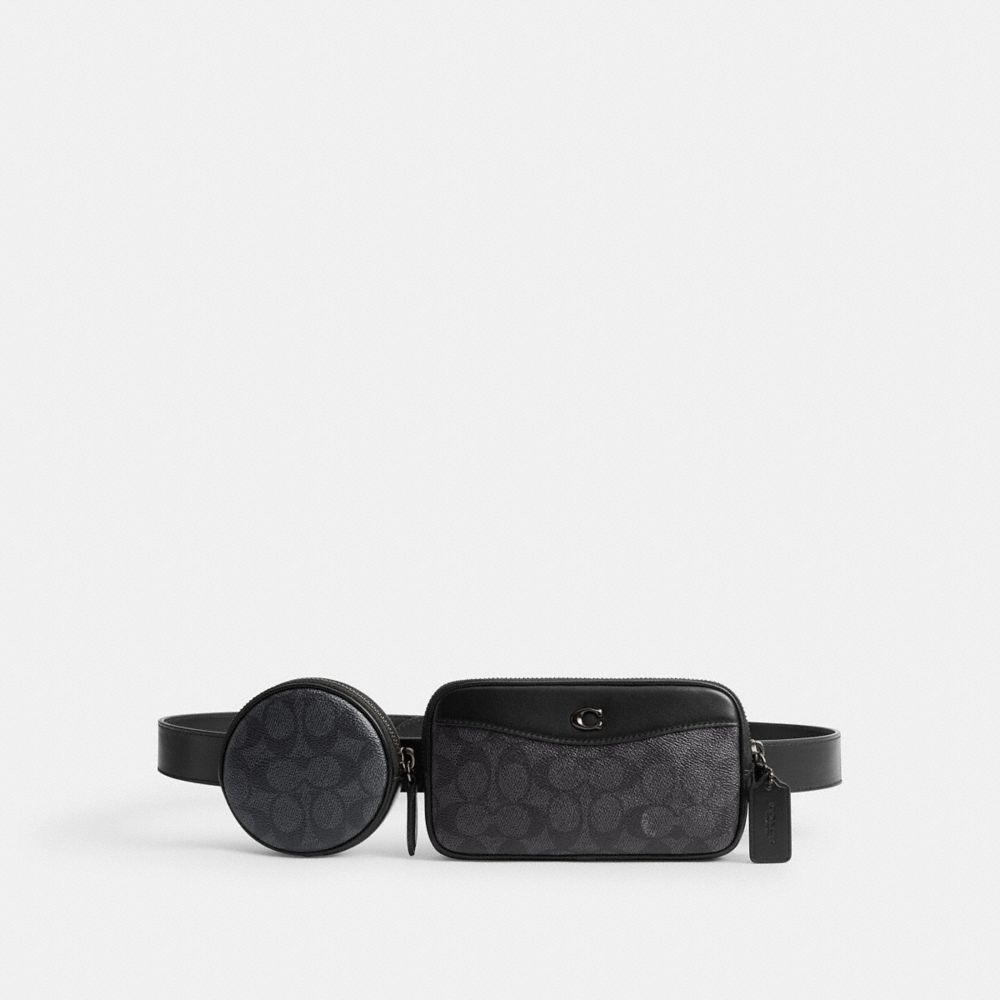 Charcoal Coach Multi Pouch Belt Bag In Signature Canvas | COH866682