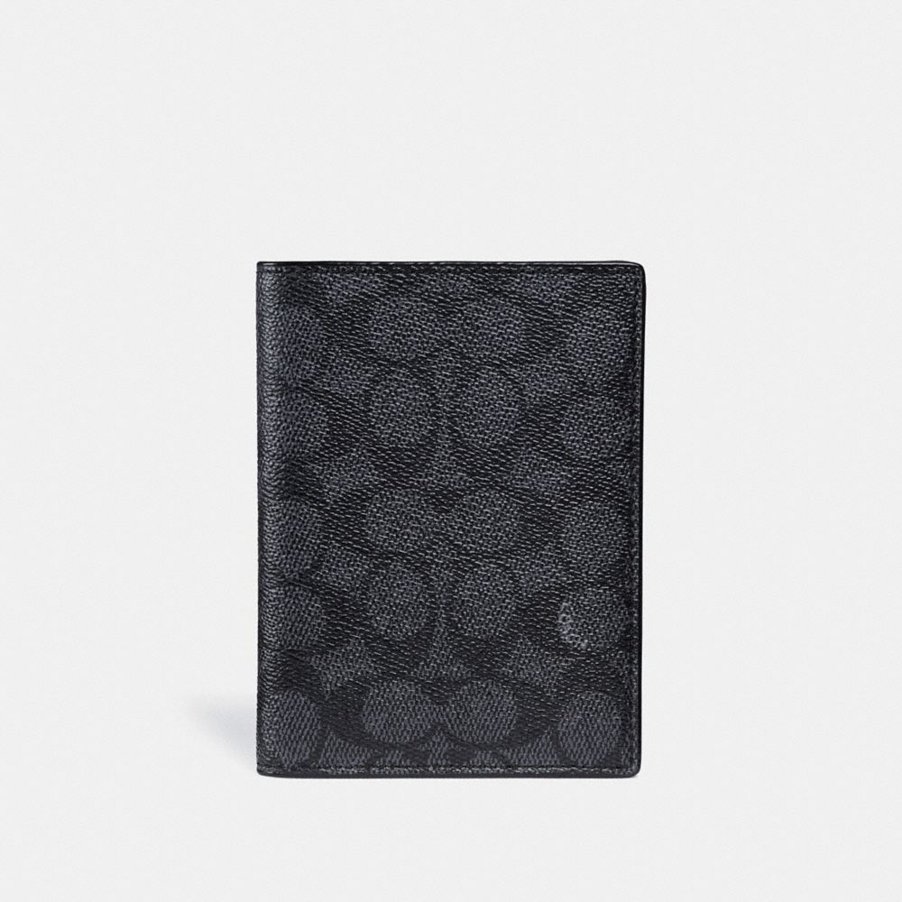Charcoal Coach Passport Case In Signature Canvas | COH866730