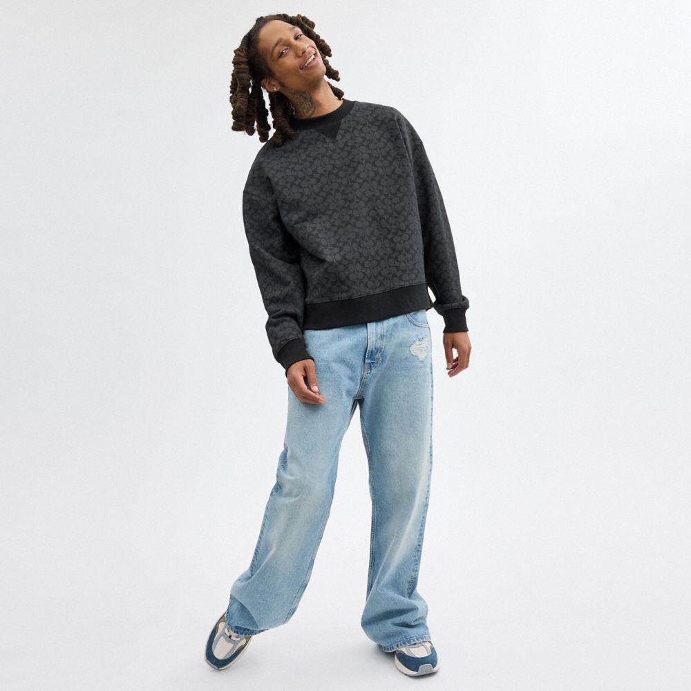 Charcoal Signature Coach Essential Signature Crewneck | COH865948