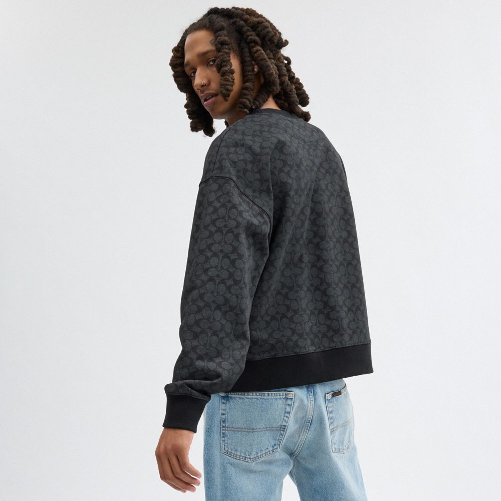 Charcoal Signature Coach Essential Signature Crewneck | COH865948