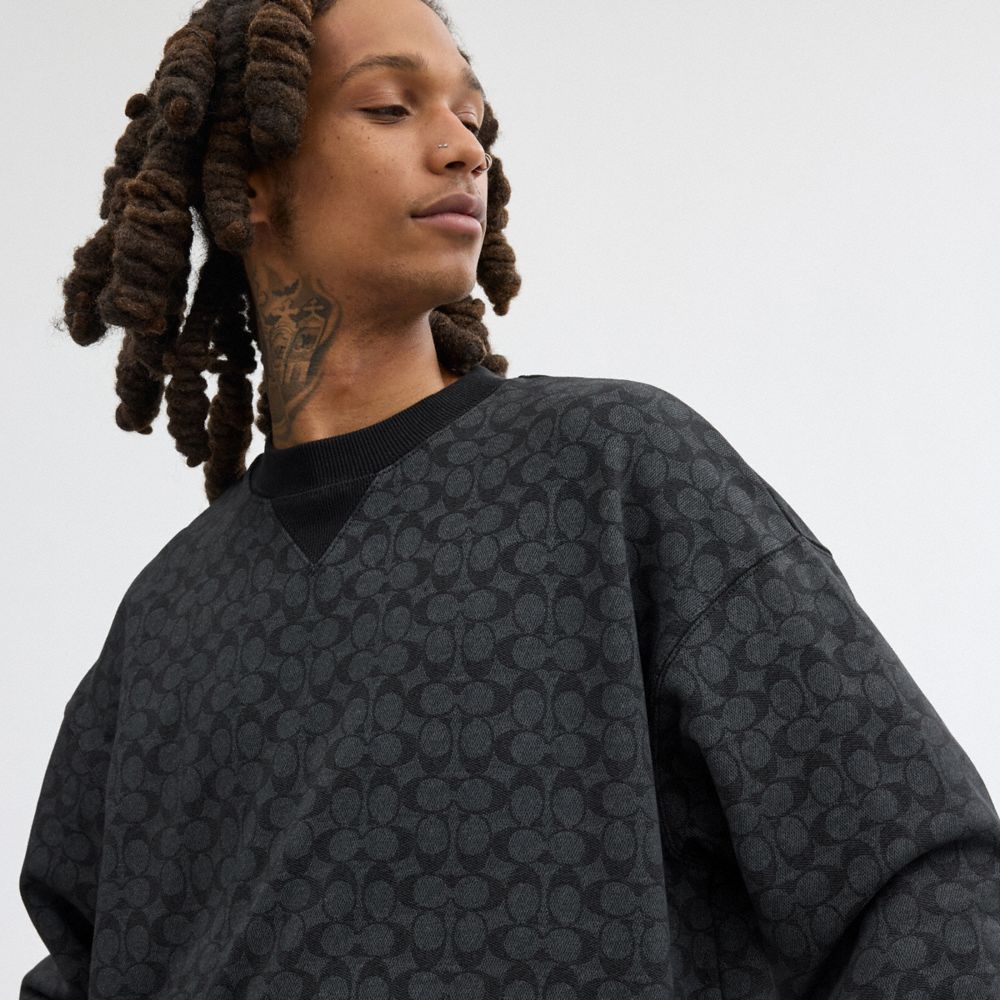 Charcoal Signature Coach Essential Signature Crewneck | COH865948
