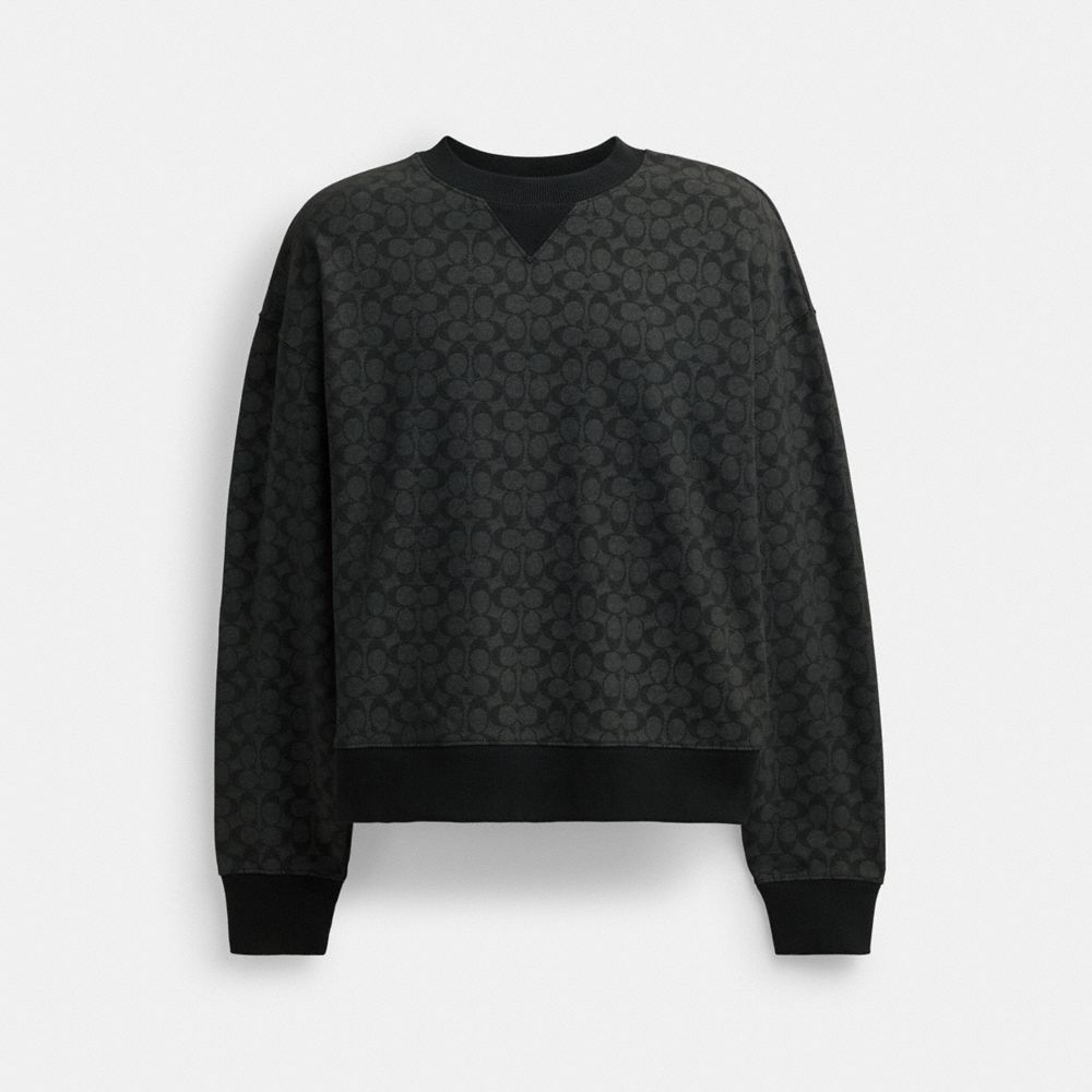 Charcoal Signature Coach Essential Signature Crewneck | COH865948