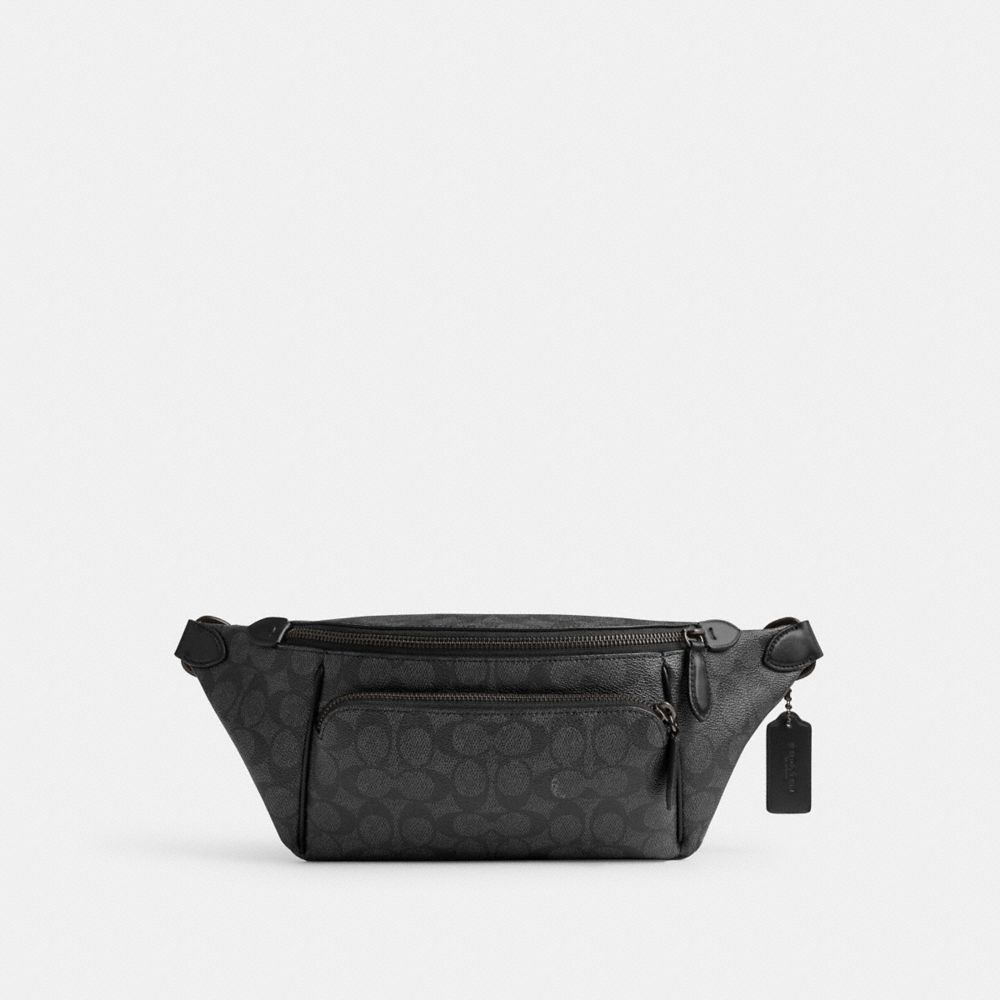 Charcoal Signature Coach League Belt Bag In Signature Canvas | COH866686