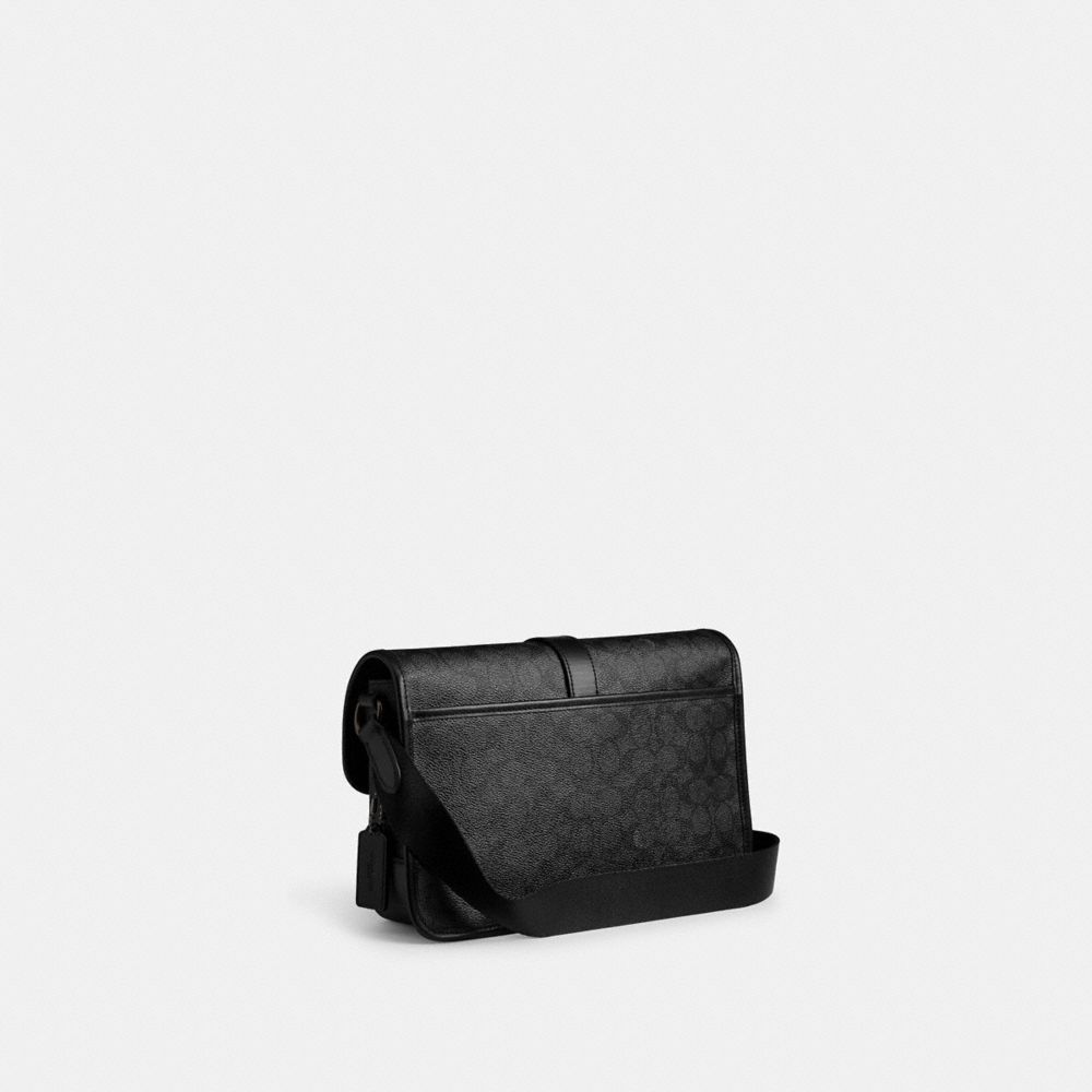 Charcoal Signature Coach League Messenger Bag In Signature Canvas | COH866615
