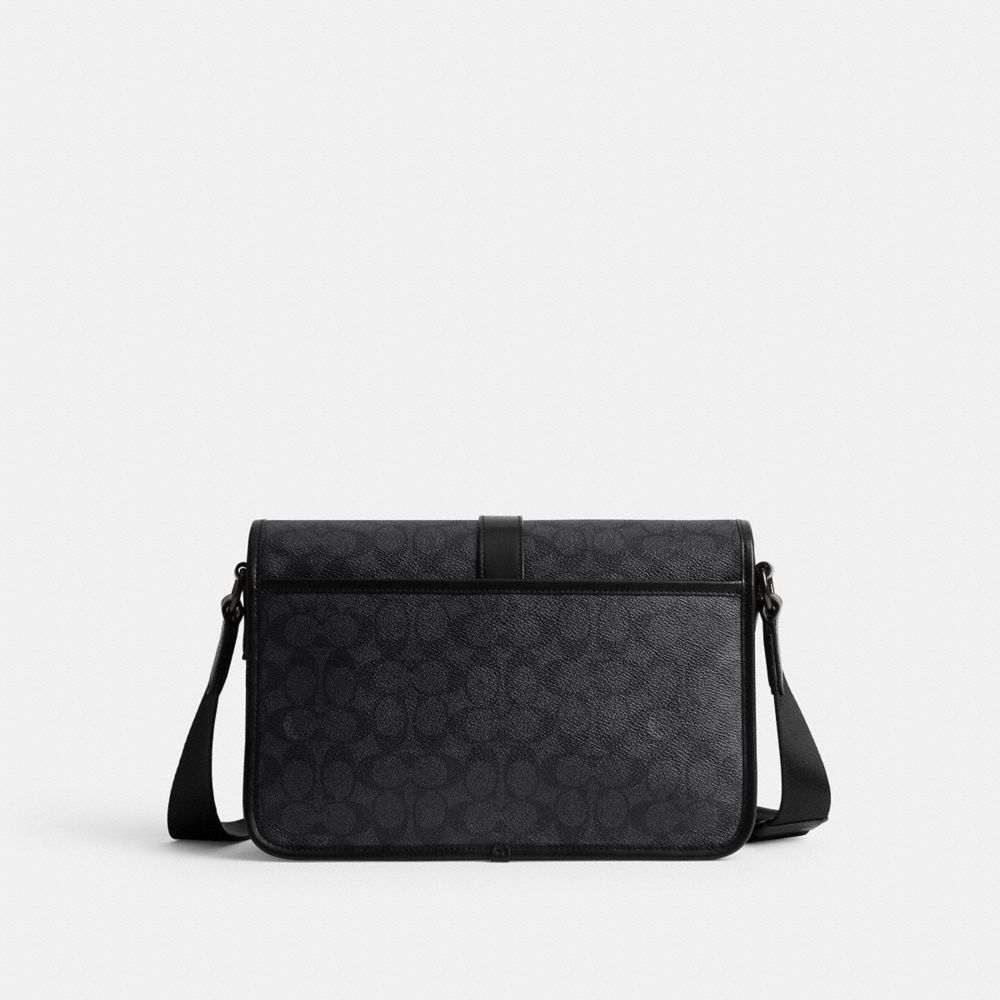 Charcoal Signature Coach League Messenger Bag In Signature Canvas | COH866615