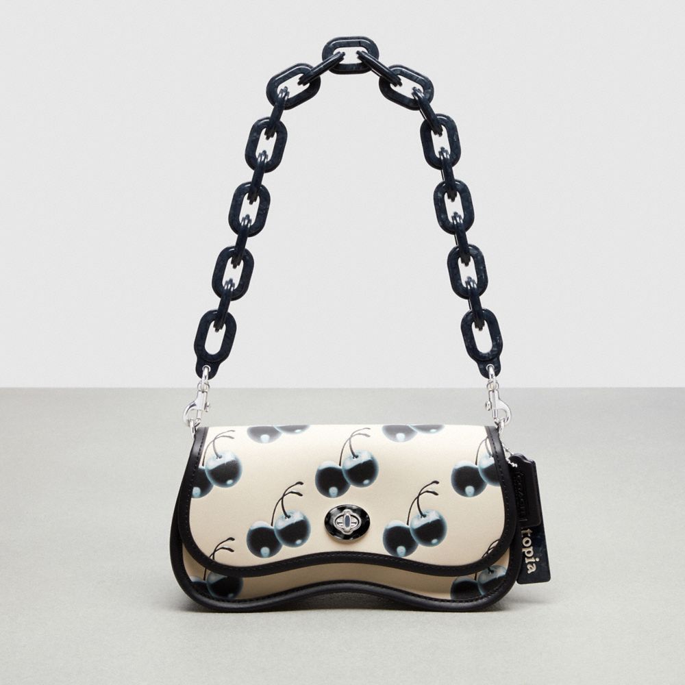 Coachtopia Leather/Black/Chalk Multi Coach Wavy Dinky Bag In Coachtopia Leather With Cherry Print | COH864960